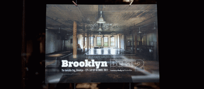 An old warehouse studio with 'Brooklyn Beta 2' in overlaid text.