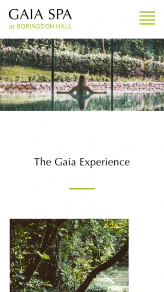 The Gaia Spa homepage mocked up on mobile.