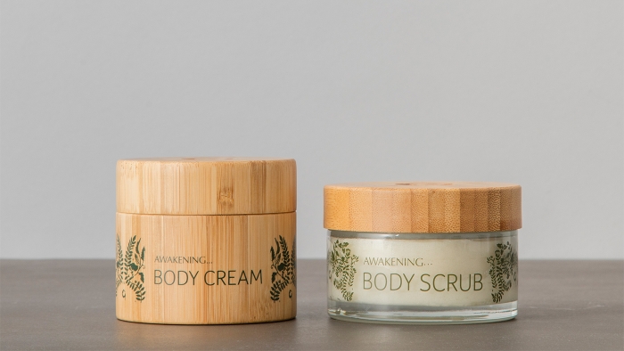 Gaia Spa body cream and body scrub.