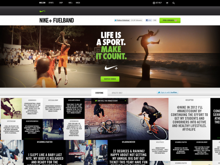 The Nike website in 2012.