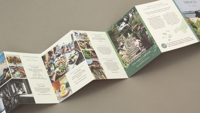 A fold-out brochure for Tresco Island.