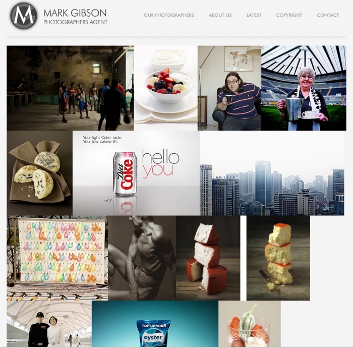 The website of photographer Mark Gibson, showing a grid of the photographs he's taken.