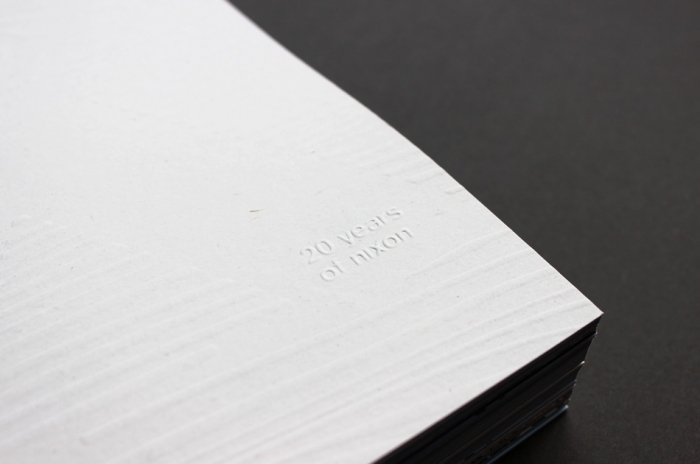 '20 years of Nixon' embossed on the cover of the Nixon book.