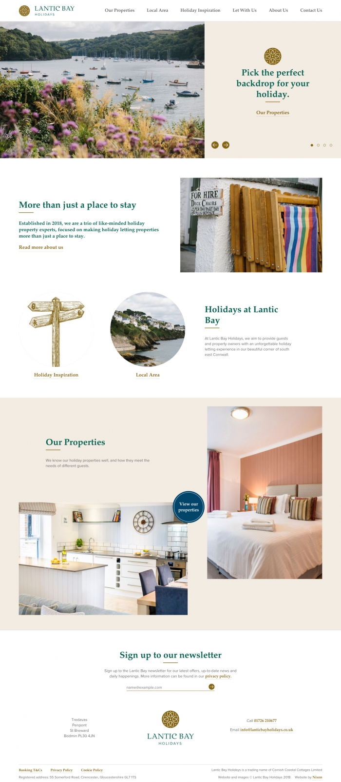 Lantic Bay Holidays website created by Nixon Design, Cornwall