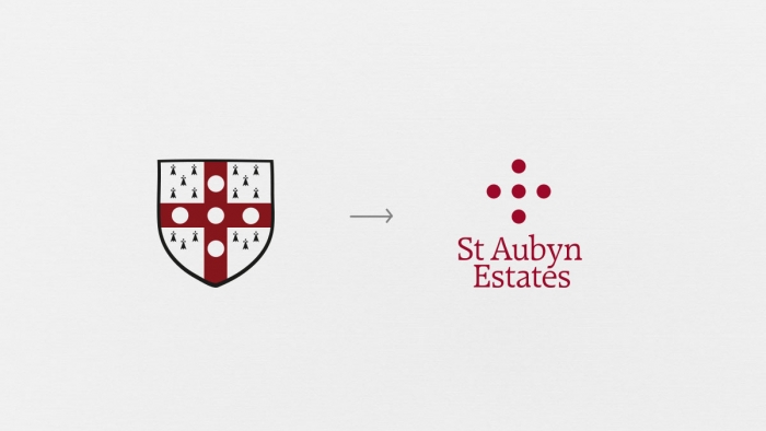 The refinement of the St Aubyn heraldry into a modern logo.