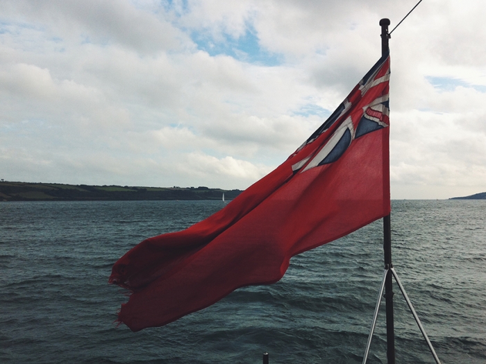 The red ensign on a boat.