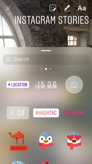 Sticker options in Instagram stories