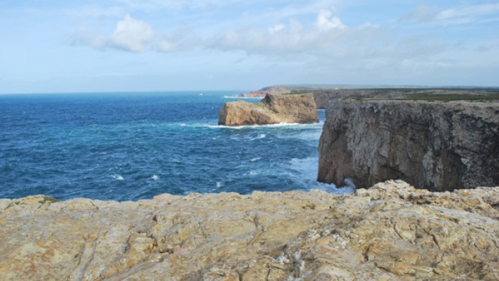 Rugged sea cliffs.