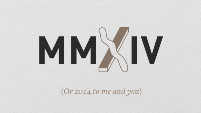 A graphic of the Roman numerals MMXIV.