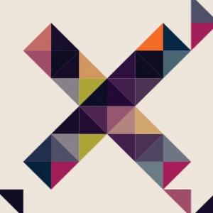 An X made up of different-coloured triangles.