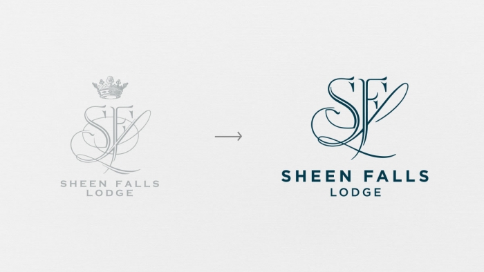 The original Sheen Falls Lodge logo and the refined version.