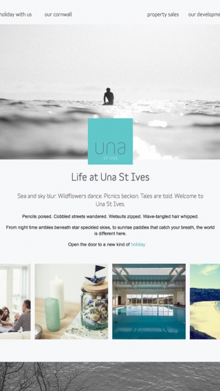 A page from the Una St Ives website mocked up on iPad.